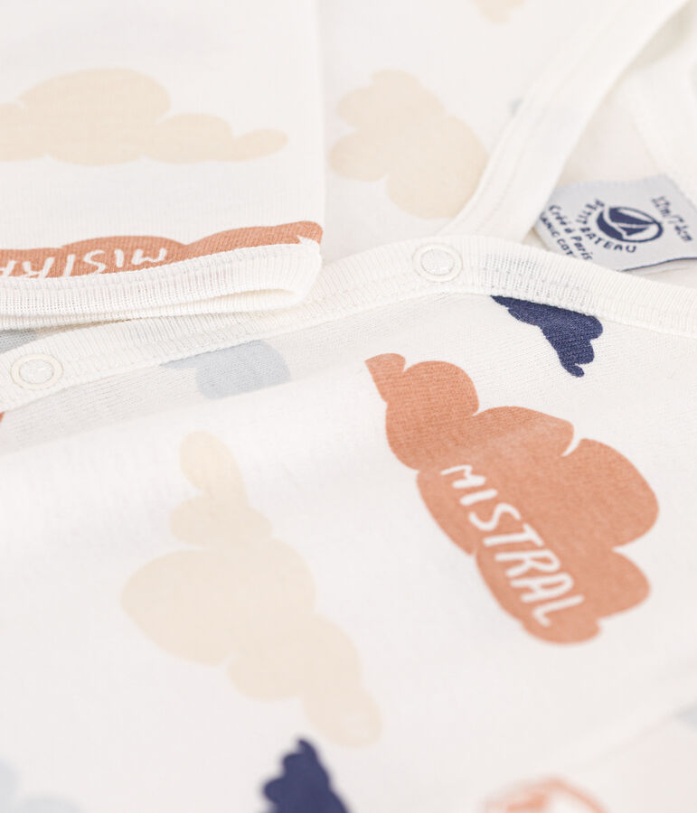 Pelele sin pies estampado de algod&oacute;n blanco/azul