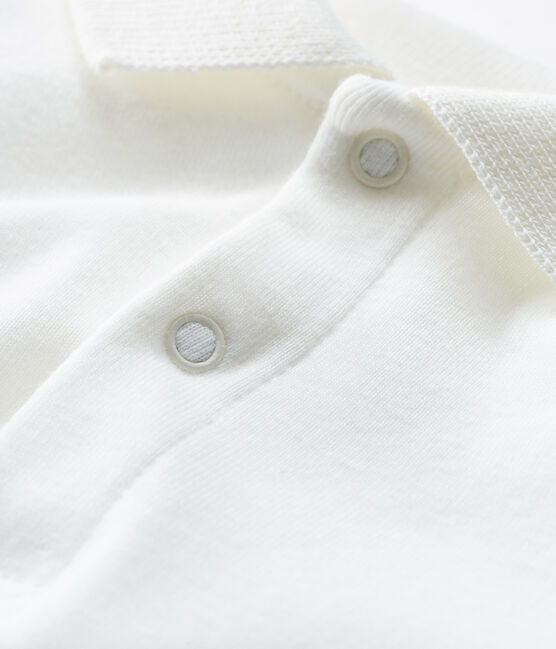 Body de manga larga con cuello de polo para bebé niño blanco MARSHMALLOW