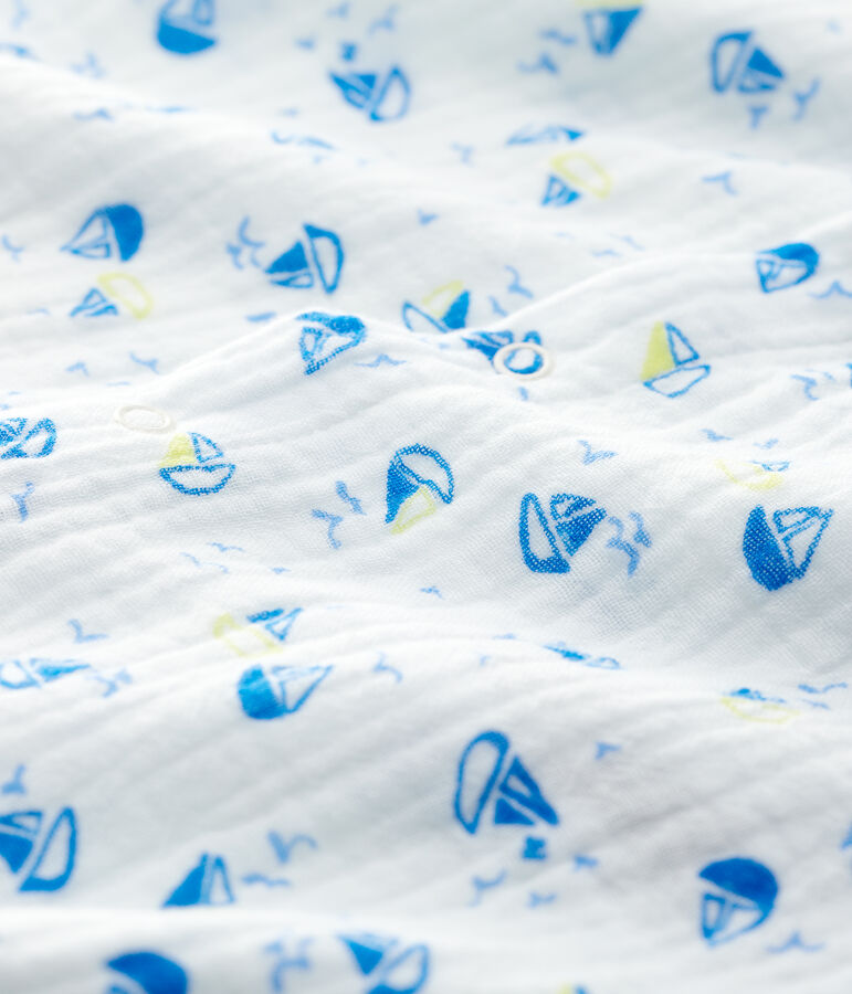 Mono largo de barco de beb&eacute; de gasa de algod&oacute;n ecol&oacute;gico blanco/multicolor