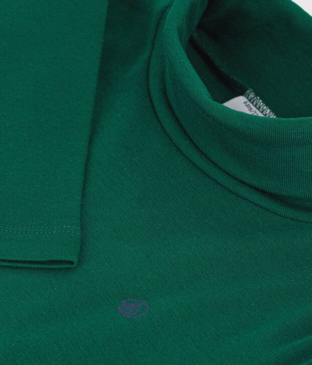 Camiseta infantil lisa de cuello alto de algod&oacute;n TREE