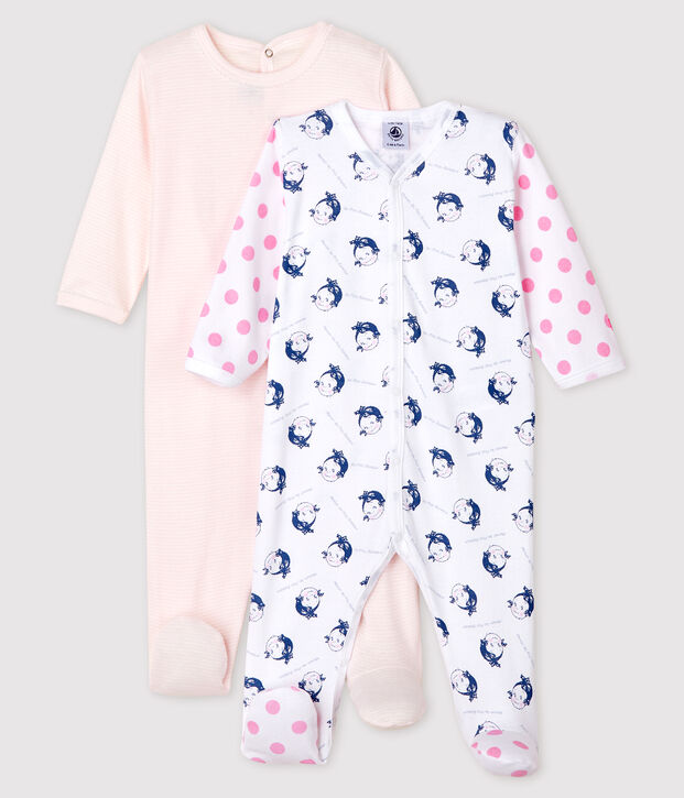 Conjunto de 2 pijamas de punto de beb&eacute; ni&ntilde;a multicolor