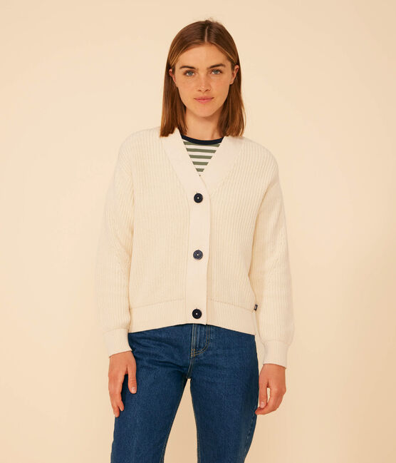 Cárdigan de punto inglés de algodón para mujer crudo AVALANCHE
