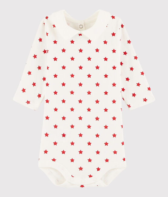 Bodi de manga larga de bebé niña/niño blanco MARSHMALLOW/rojo TERKUIT