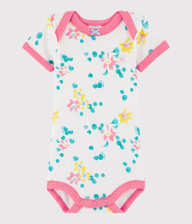 Bodi de manga corta de beb&eacute; ni&ntilde;a blanco/multicolor