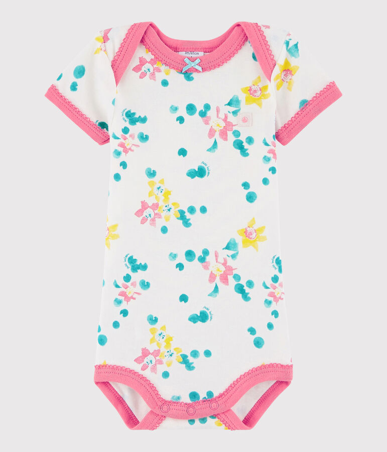 Bodi de manga corta de beb&eacute; ni&ntilde;a blanco/multicolor