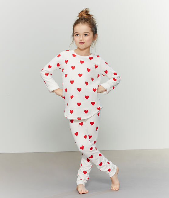 Pijama de felpa para niña-niño blanco MARSHMALLOW/rojo TERKUIT