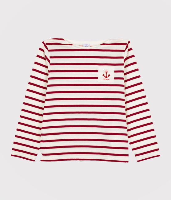 Camiseta marinera para niña y niño blanco MARSHMALLOW/rojo PEPS