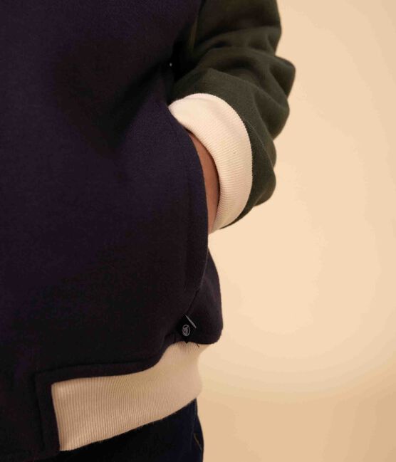 Chaqueta de béisbol de muletón de niño azul SMOKING/blanco MULTICO