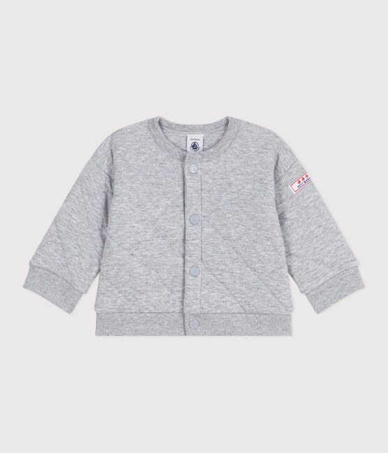 Cárdigan de algodón grueso liso para bebé gris FUMEE CHINE