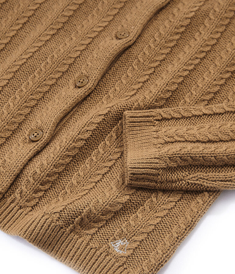 C&aacute;rdigan de lana y algod&oacute;n marron BRINDILLE