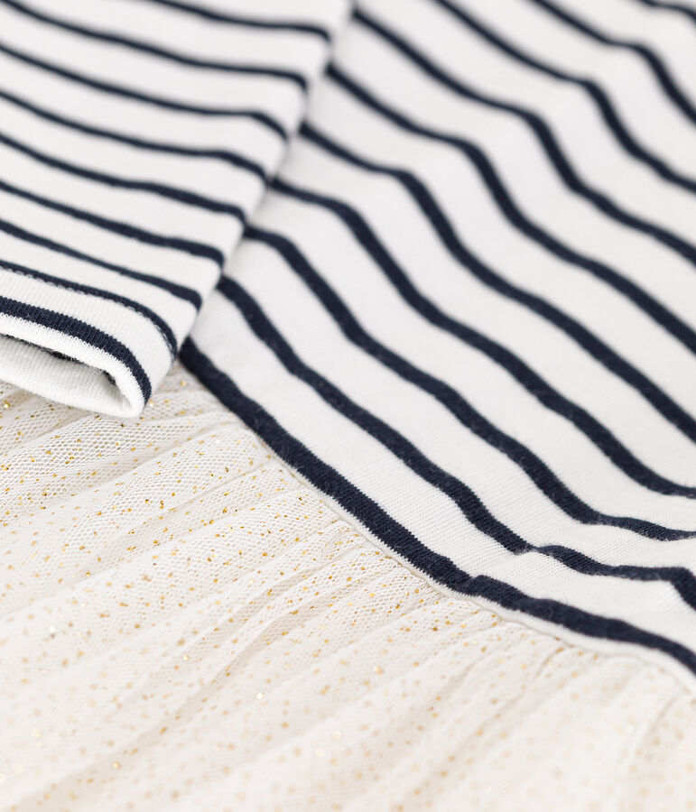 Vestido de t&uacute;bico y tul para ni&ntilde;a blanco/multicolor