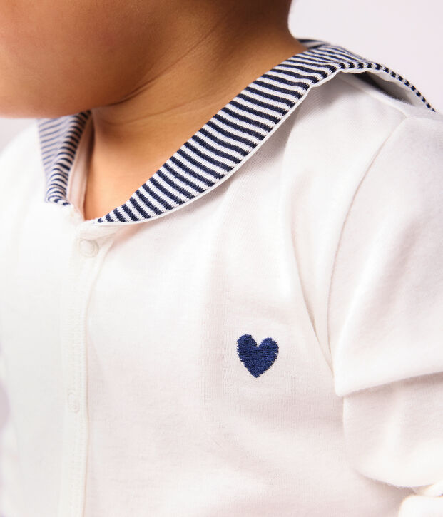 Pijama de 2 piezas con cuello marinero para beb&eacute; blanco