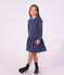 Vestido infantil de algod&oacute;n de manga larga a rayas azul/violeta