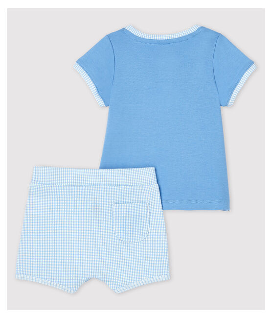 Conjunto de 2 prendas azules de bebé de algodón ecológico azul EDNA/crudo MULTICO