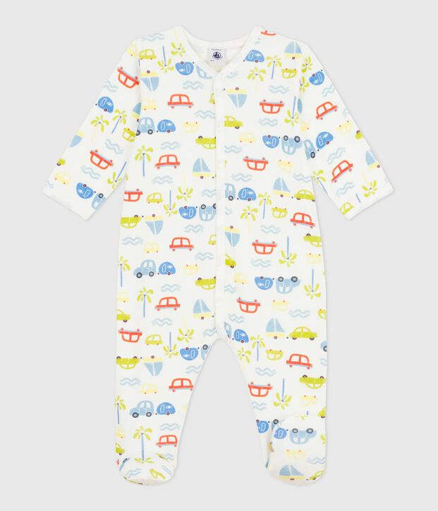 Pijama de algod&oacute;n con estampado de coches para beb&eacute; blanco/multicolor