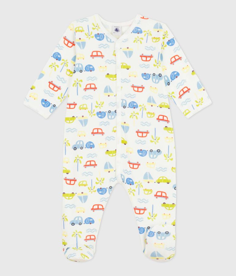 Pijama de algod&oacute;n con estampado de coches para beb&eacute; blanco MARSHMALLOW/blanco MULTICO