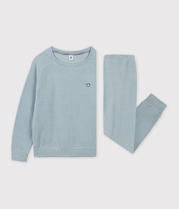 Pijama liso de rizo de algod&oacute;n para mujer SEDUMBLUE