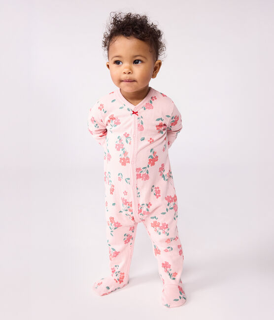 Pijama de túbico con estampado de flores para bebé rosa JOLI/blanco MULTICO