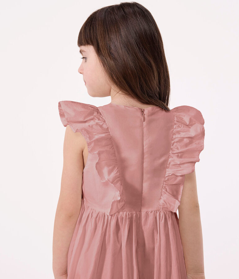 Vestido infantil sin mangas de algod&oacute;n liso rosa
