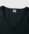 Camiseta de cuello de pico emblemática de algodón de mujer negro NOIR