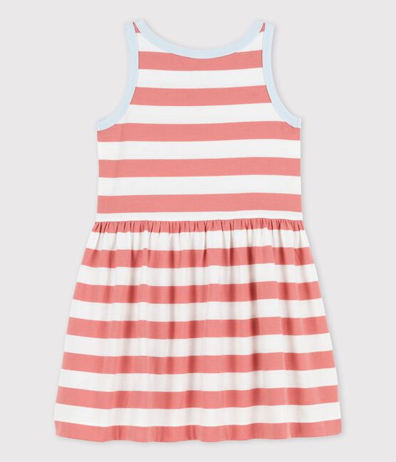Vestido sin mangas de algodón a rayas para niña rosa PAPAYE/ MARSHMALLOW