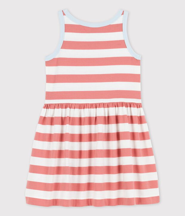Vestido sin mangas de algod&oacute;n a rayas para ni&ntilde;a rosa/blanco