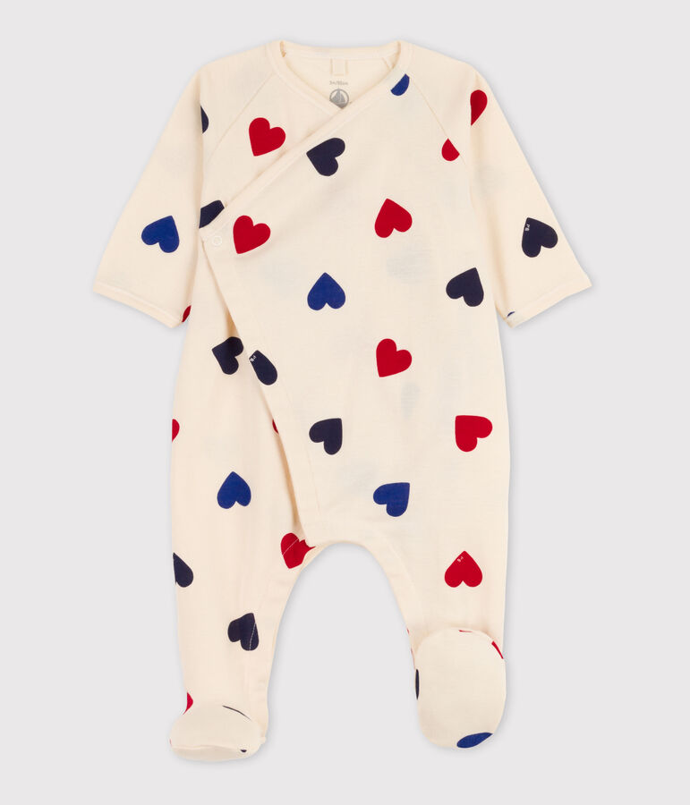 Pijama de algod&oacute;n con corazones para beb&eacute; crudo/multicolor