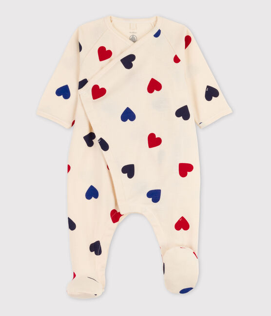 Pijama de algodón con corazones para bebé blanco AVALANCHE/ MULTICO