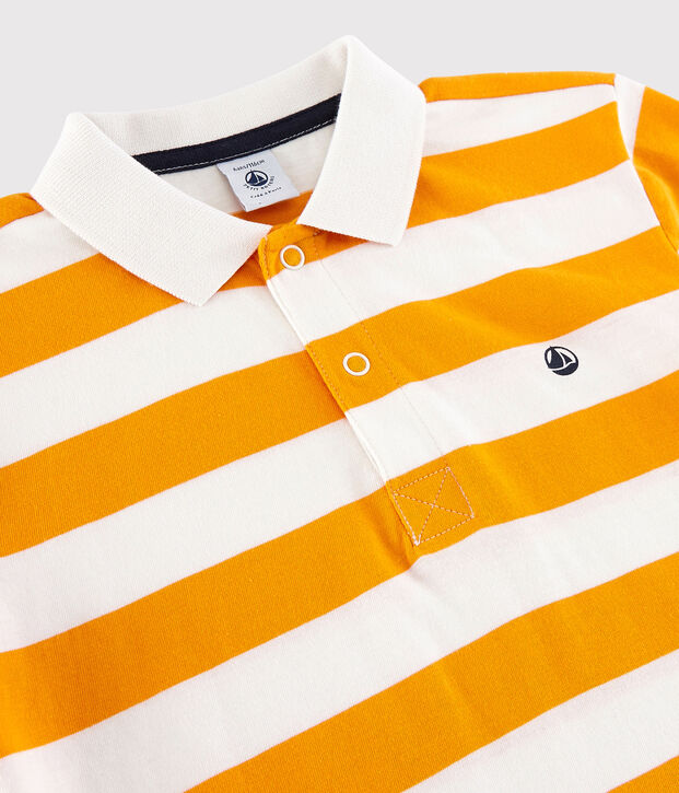 Polo de manga corta de punto de ni&ntilde;o amarillo/blanco