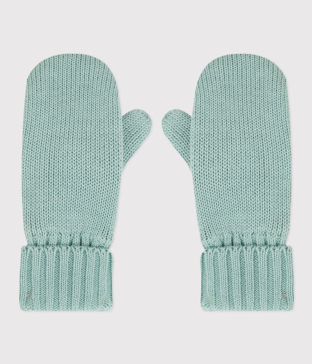 Manoplas de punto con forro de tejido polar de ni&ntilde;o/ni&ntilde;a verde