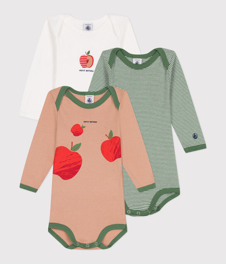 Juego de 3 bodys de algod&oacute;n de manga larga para beb&eacute; multicolor