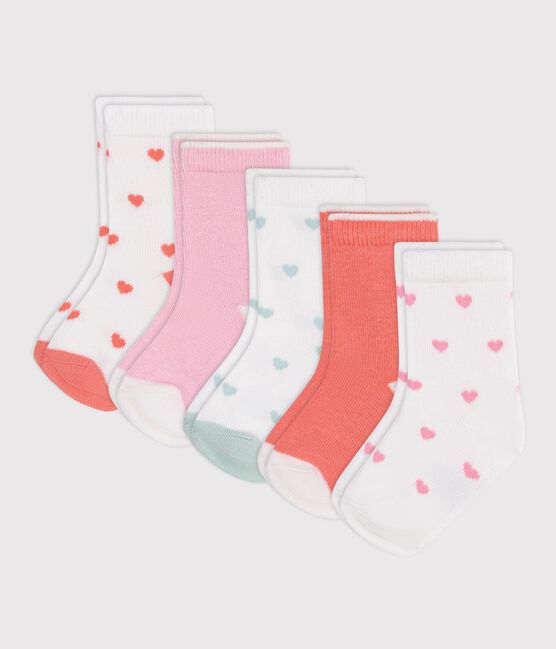 5 pares de calcetines de algodón con corazones para bebé niña variante 1