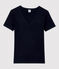 Camiseta L'ICONIQUE con cuello de pico de algodón de mujer azul SMOKING