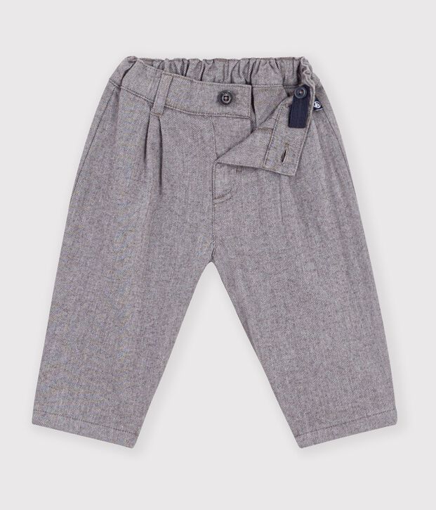 Pantal&oacute;n liso de franela para beb&eacute; gris