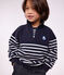 Sudadera infantil de algod&oacute;n a rayas con cremallera en el cuello azul/blanco