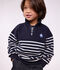 Sudadera infantil de algod&oacute;n a rayas con cremallera en el cuello azul/blanco