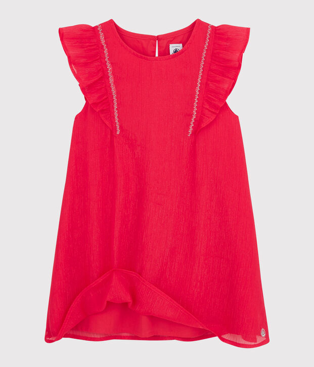 Vestido de celebraci&oacute;n de crep&eacute; de ni&ntilde;a rosa