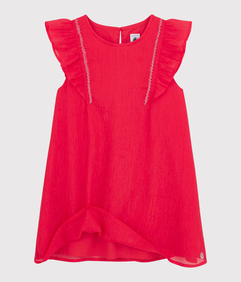 Vestido de celebraci&oacute;n de crep&eacute; de ni&ntilde;a rosa