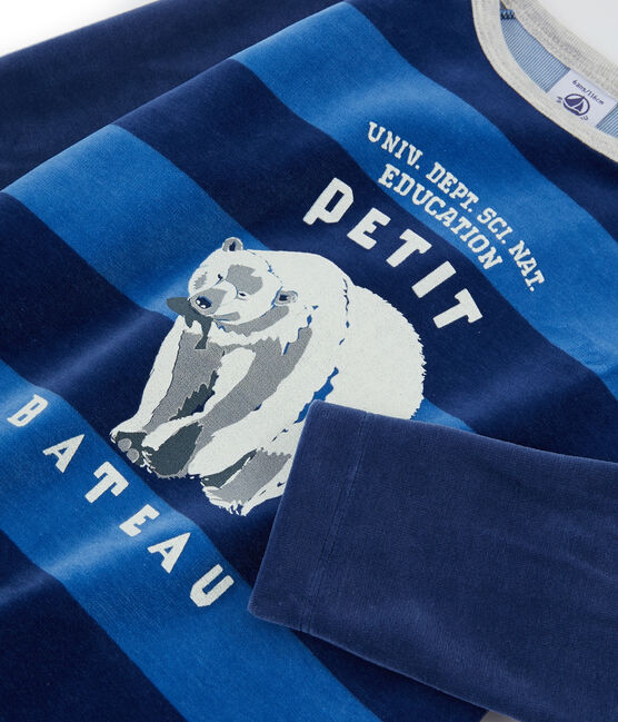 Pijama de terciopelo para niño pequeño azul MEDIEVAL/azul MAJOR