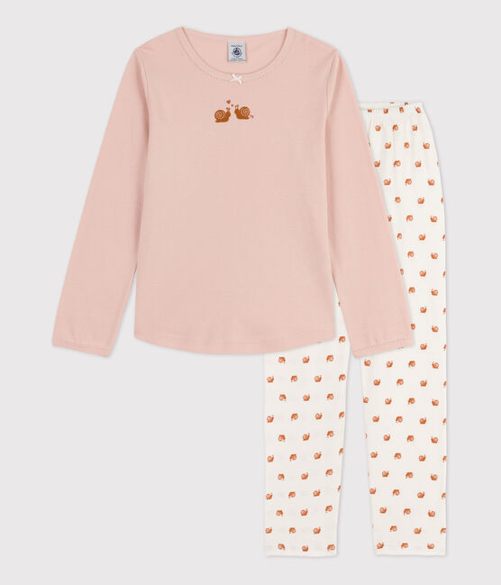 Pijama de algodón para niña rosa SALINE/blanco MULTICO