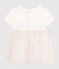 Vestido de manga corta de algodón y tul con cuello isabelino para bebé blanco MARSHMALLOW/rosa COPPER