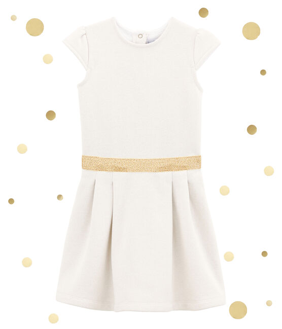 Vestido en muletón blanco MARSHMALLOW/amarillo DORE