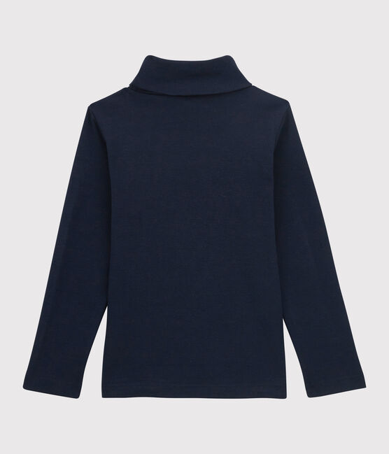 Prenda de cuello de cisne de algodón de niña/niño azul SMOKING