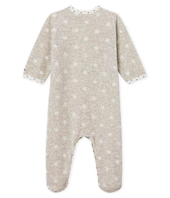 Pijama de terciopelo para bebé niño gris BELUGA/blanco MARSHMALLOW