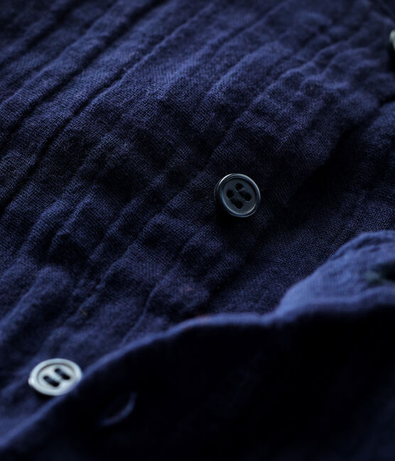 Camisa de gasa de algodón ecológico para bebé azul SMOKING