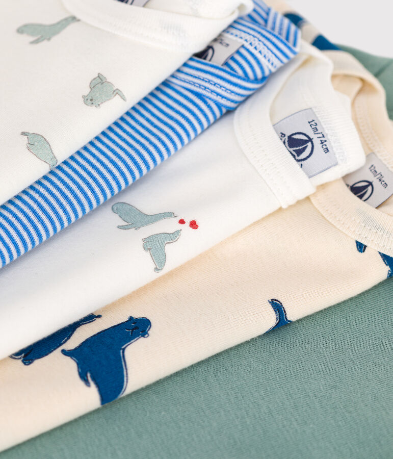 Juego de 5 bodis de algod&oacute;n de manga larga con estampado para beb&eacute; variante 1