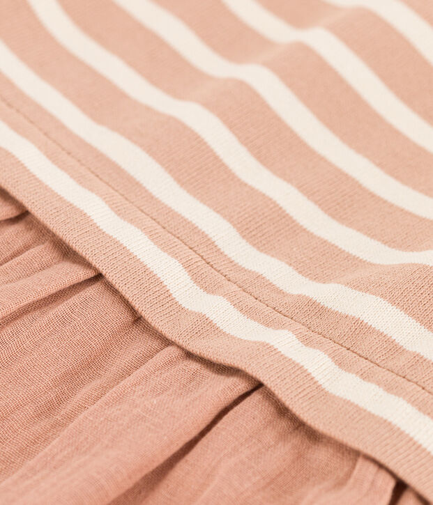 Vestido de dos materiales de manga corta para beb&eacute; beige/crudo