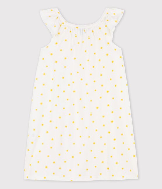 Camisón de manga corta con soles de algodón de niña blanco MARSHMALLOW/ ORGE