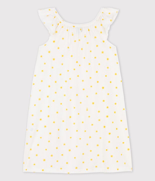 Camis&oacute;n de manga corta con soles de algod&oacute;n de ni&ntilde;a blanco/amarillo