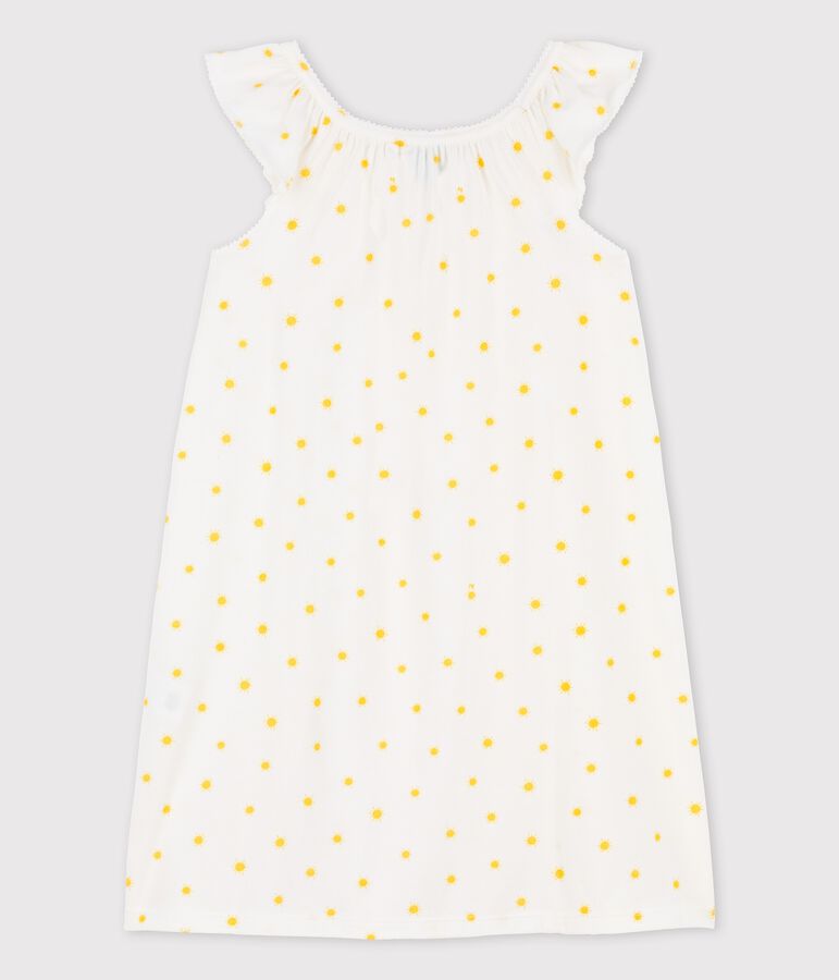 Camis&oacute;n de manga corta con soles de algod&oacute;n de ni&ntilde;a blanco/amarillo